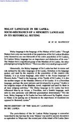 MALAY LANGUAGE IN SRI LANKA: SOCIO-MECHANICS OF A ...