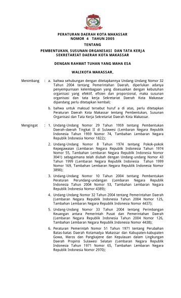 peraturan daerah kota makassar nomor 4 tahun 2005 tentang ...