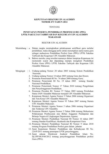 Download File Sk Peserta Ppg 2012 Pdf Fakultas Tarbiyah