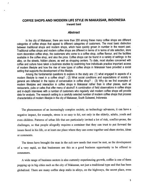 coffee shops and modern life style in makassar, indonesia