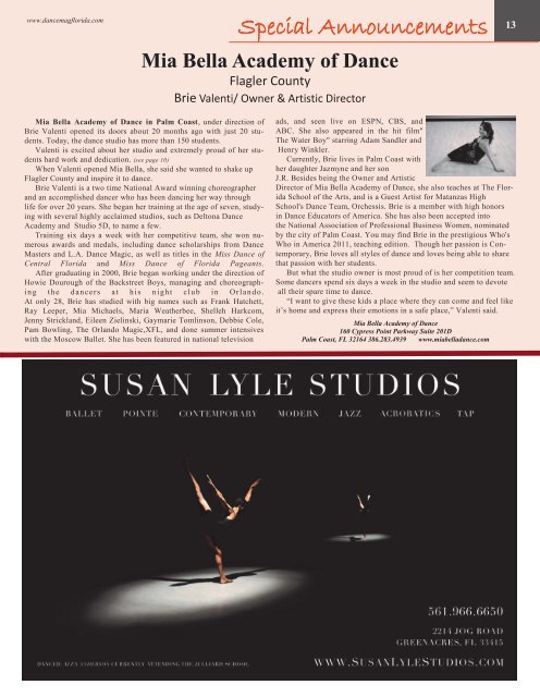 Florida's Premiere Dance Magazine - The Dance Magazine of Florida