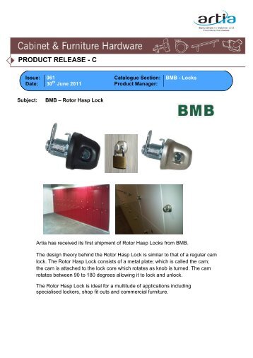 BMB Rotor Hasp Locks for lockers - Artia