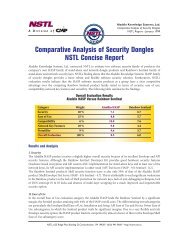 Comparative Analysis of Security Dongles NSTL Concise ... - SafeNet