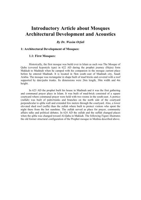 Introductory Article about Mosques Architectural Development and ...