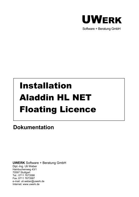Installationanleitung für Aladdin HASP Lizenz-Server - Uwerk.de