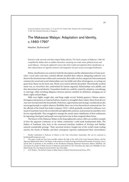 The Makassar Malays - Cambridge Journals