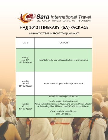 HAJJ 2013 ITINERARY (5A) PACKAGE - Sara International Travel