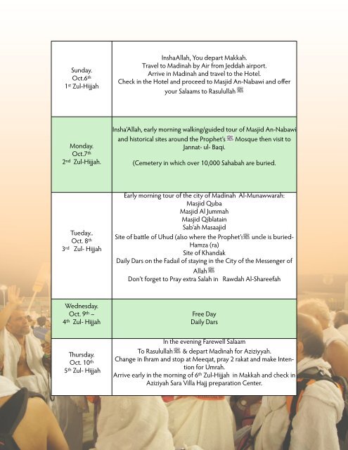 HAJJ 2013 ITINERARY (5A) PACKAGE - Sara International Travel