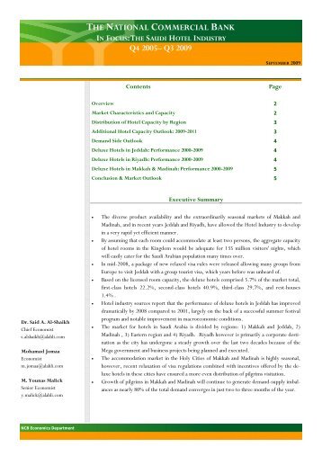 The Saudi Hotel Industry - Q4 2005 – Q3 2009