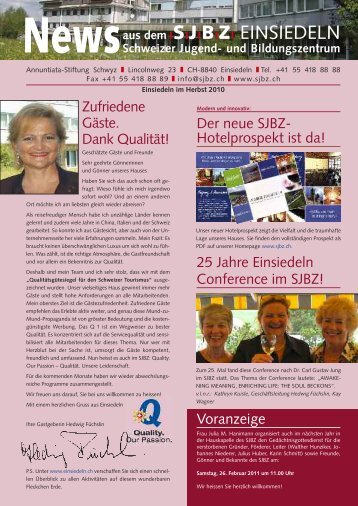 |S|J|B|Z| EINSIEDELN - Schweizer Jugend- und Bildungszentrum