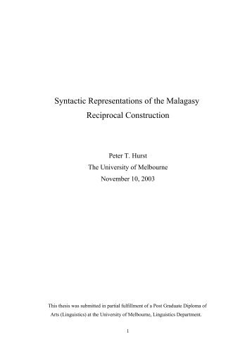 Syntactic Representations of the Malagasy Reciprocal ... - Peter Hurst