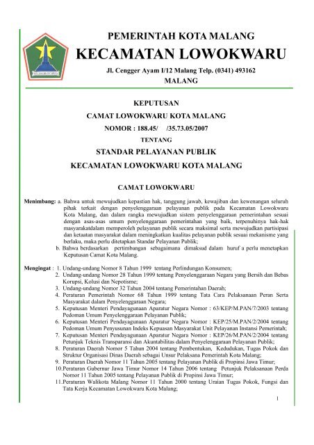 KECAMATAN LOWOKWARU - Pemerintah Kota Malang