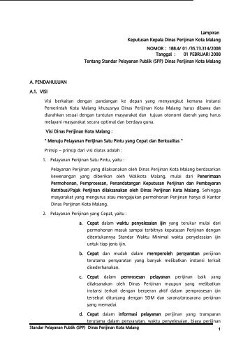 Lampiran Keputusan Kepala Dinas Perijinan Kota Malang NOMOR ...