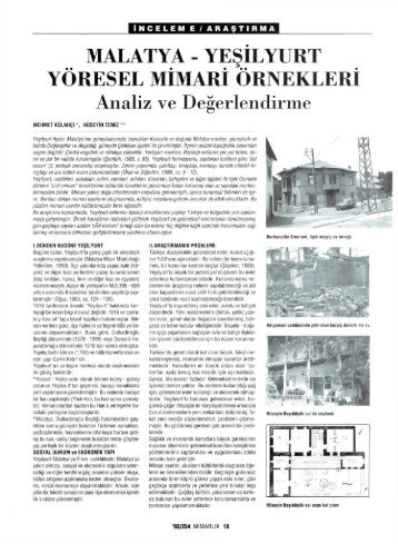 MALATYA - YEŞİLYURT YÖRESEL MİMARİ ÖRNEKLERİ