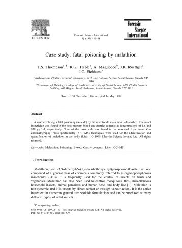 Case study: fatal poisoning by malathion