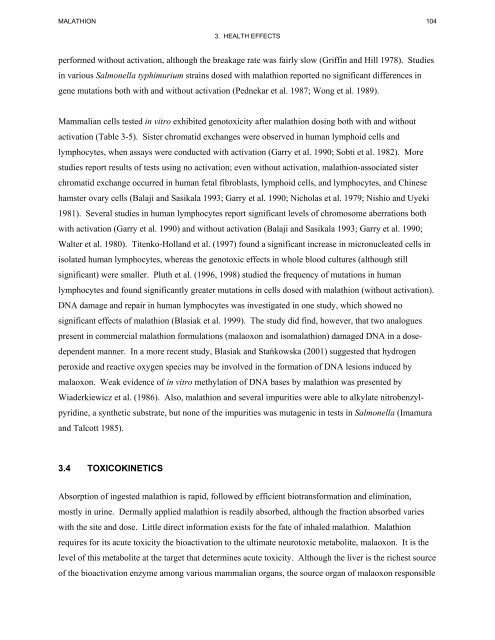 toxicological profile for malathion - Agency for Toxic Substances and ...