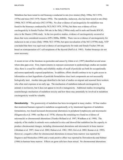 toxicological profile for malathion - Agency for Toxic Substances and ...