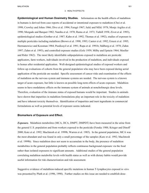 toxicological profile for malathion - Agency for Toxic Substances and ...