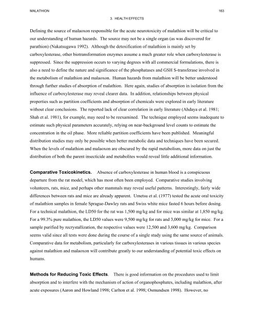 toxicological profile for malathion - Agency for Toxic Substances and ...