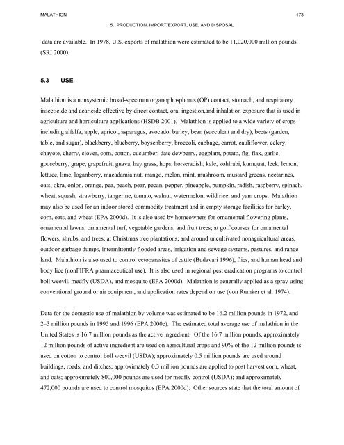 toxicological profile for malathion - Agency for Toxic Substances and ...