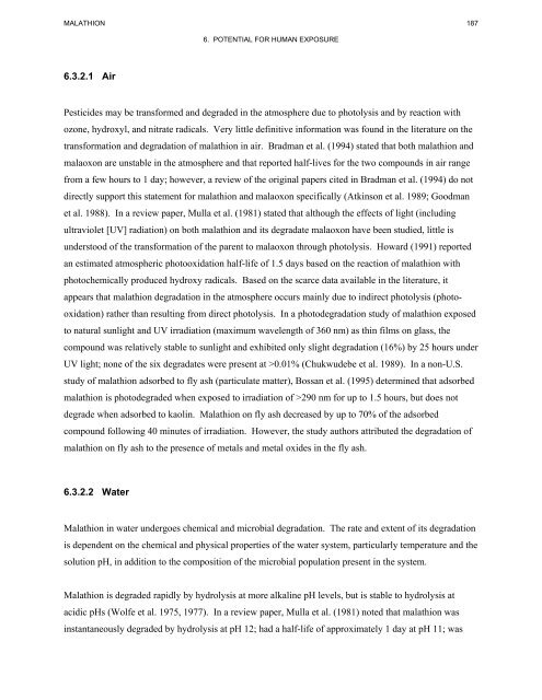 toxicological profile for malathion - Agency for Toxic Substances and ...