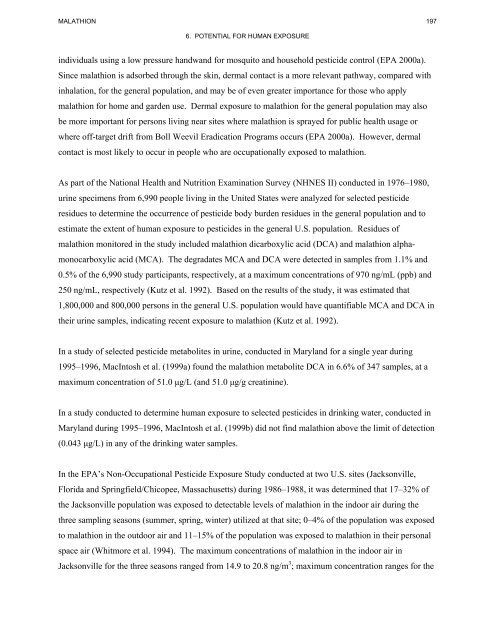 toxicological profile for malathion - Agency for Toxic Substances and ...