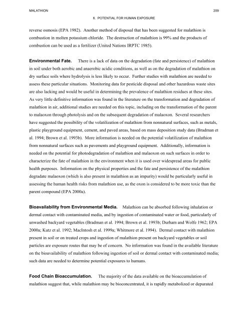 toxicological profile for malathion - Agency for Toxic Substances and ...