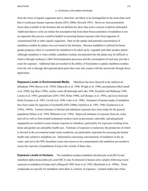 toxicological profile for malathion - Agency for Toxic Substances and ...