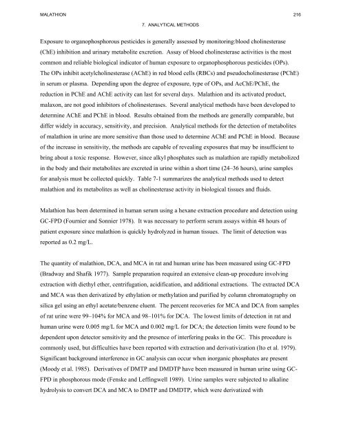 toxicological profile for malathion - Agency for Toxic Substances and ...