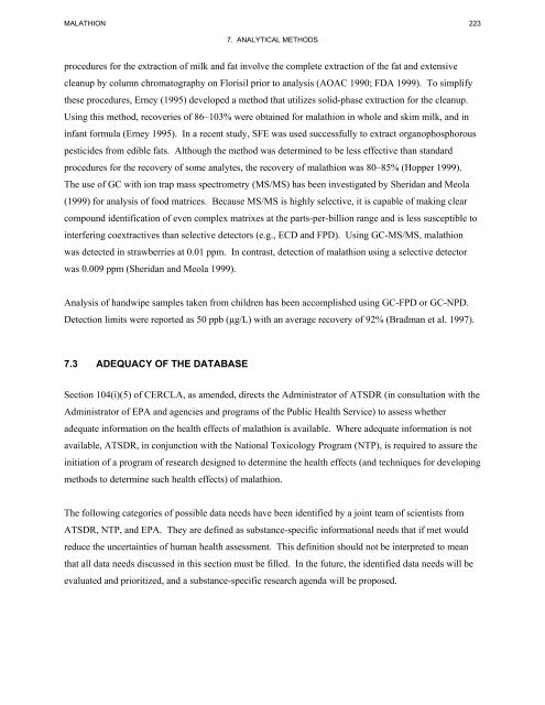 toxicological profile for malathion - Agency for Toxic Substances and ...