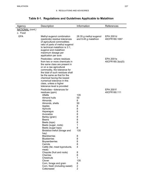 toxicological profile for malathion - Agency for Toxic Substances and ...