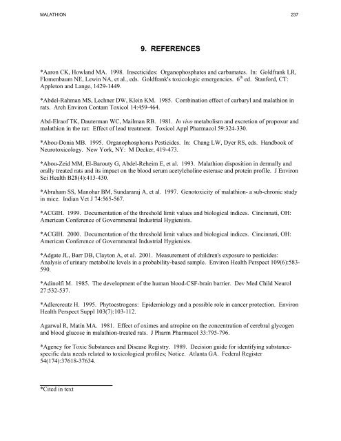 toxicological profile for malathion - Agency for Toxic Substances and ...