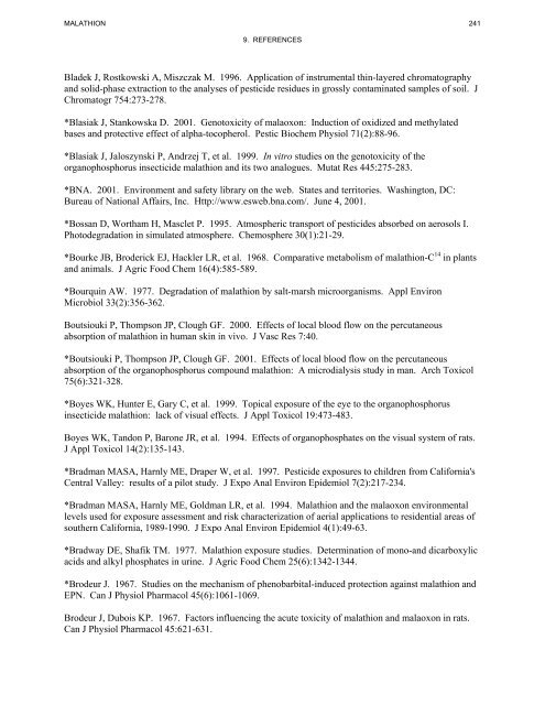 toxicological profile for malathion - Agency for Toxic Substances and ...