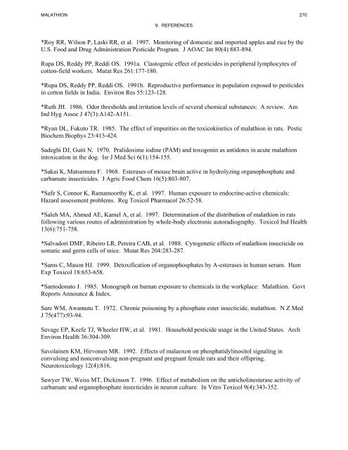 toxicological profile for malathion - Agency for Toxic Substances and ...