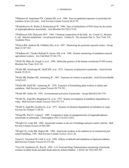 toxicological profile for malathion - Agency for Toxic Substances and ...