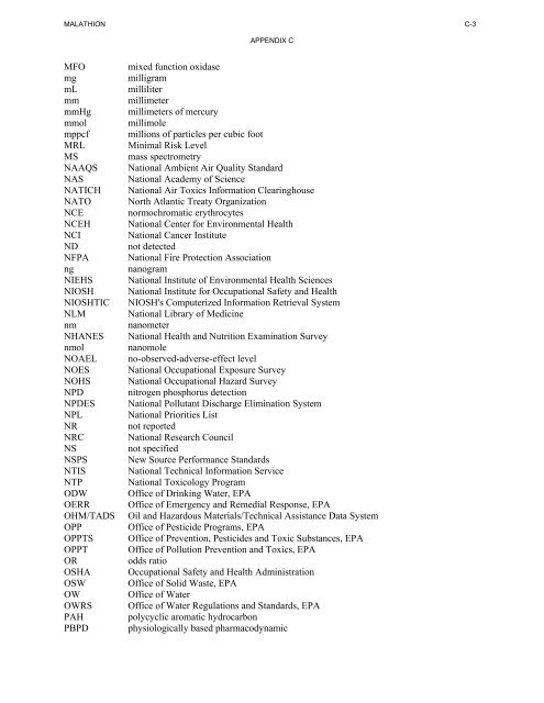 toxicological profile for malathion - Agency for Toxic Substances and ...