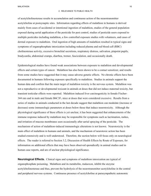 toxicological profile for malathion - Agency for Toxic Substances and ...