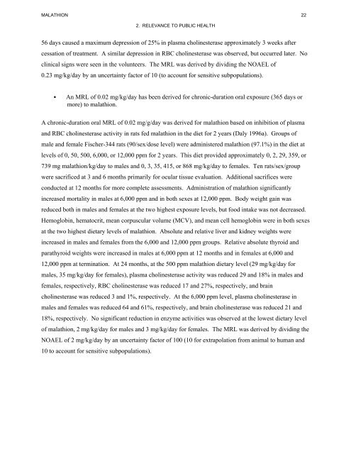 toxicological profile for malathion - Agency for Toxic Substances and ...