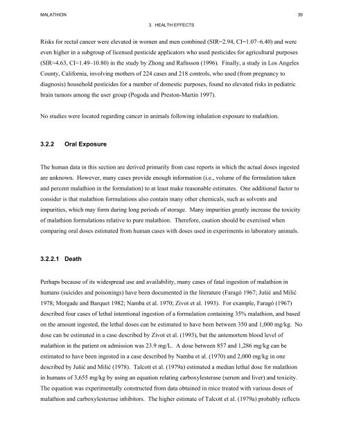 toxicological profile for malathion - Agency for Toxic Substances and ...