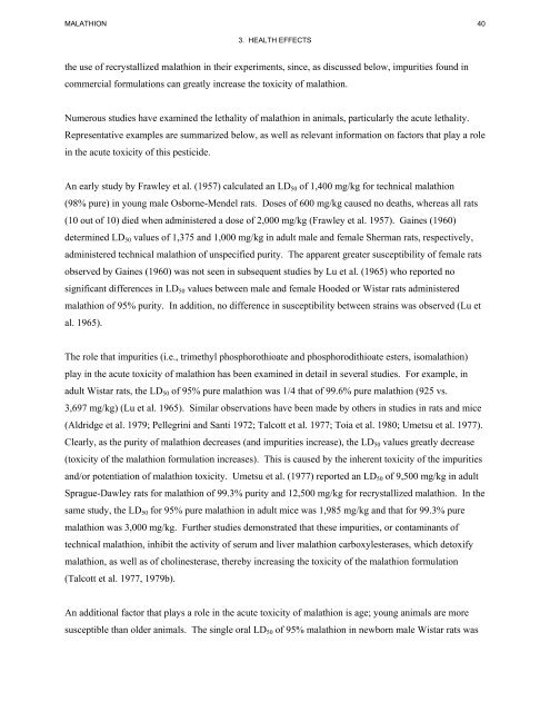 toxicological profile for malathion - Agency for Toxic Substances and ...