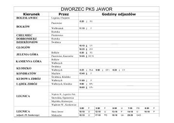 Rozkład jazdy - JAWOR - PKS Legnica