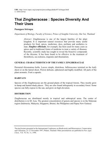 Thai Zingiberaceae : Species Diversity And Their Uses