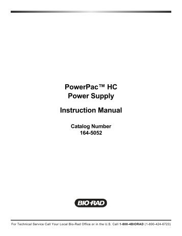 PowerPac™ HC Power Supply Instruction Manual - Bio-Rad