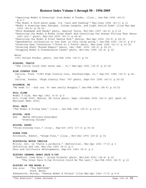 RINDEX50 2009.pdf - Model A Ford Club of America