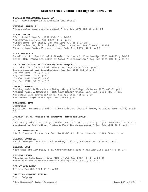 RINDEX50 2009.pdf - Model A Ford Club of America