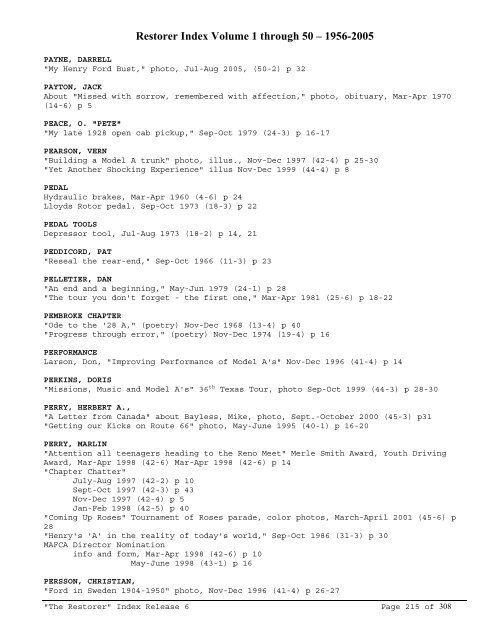 RINDEX50 2009.pdf - Model A Ford Club of America