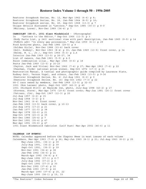 RINDEX50 2009.pdf - Model A Ford Club of America