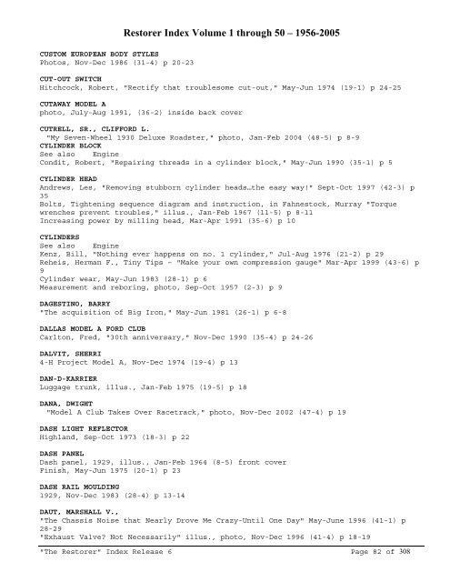 RINDEX50 2009.pdf - Model A Ford Club of America