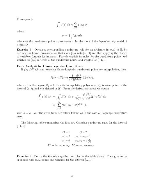 Hermite Interpolating Polynomials and Gauss-Legendre Quadrature