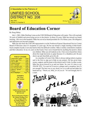 Board of Education Corner - Reunion Page - WaKeeney